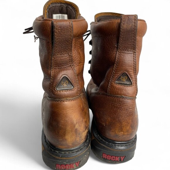 Rocky Pitstop Waterproof Western Work Combat Lace Up Leather Boots Men's 9 M - Picture 8 of 12